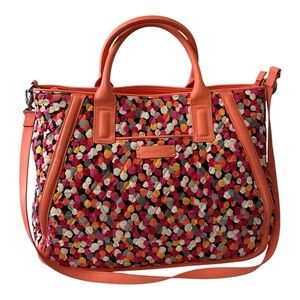 Vera Bradley Pixel Confetti Coral Tote Crossbody Handbag Removable Strap